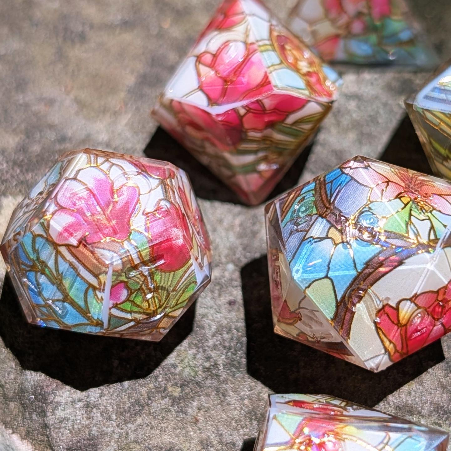 Red Tulips Stained Glass Washi Tape Dice Set
