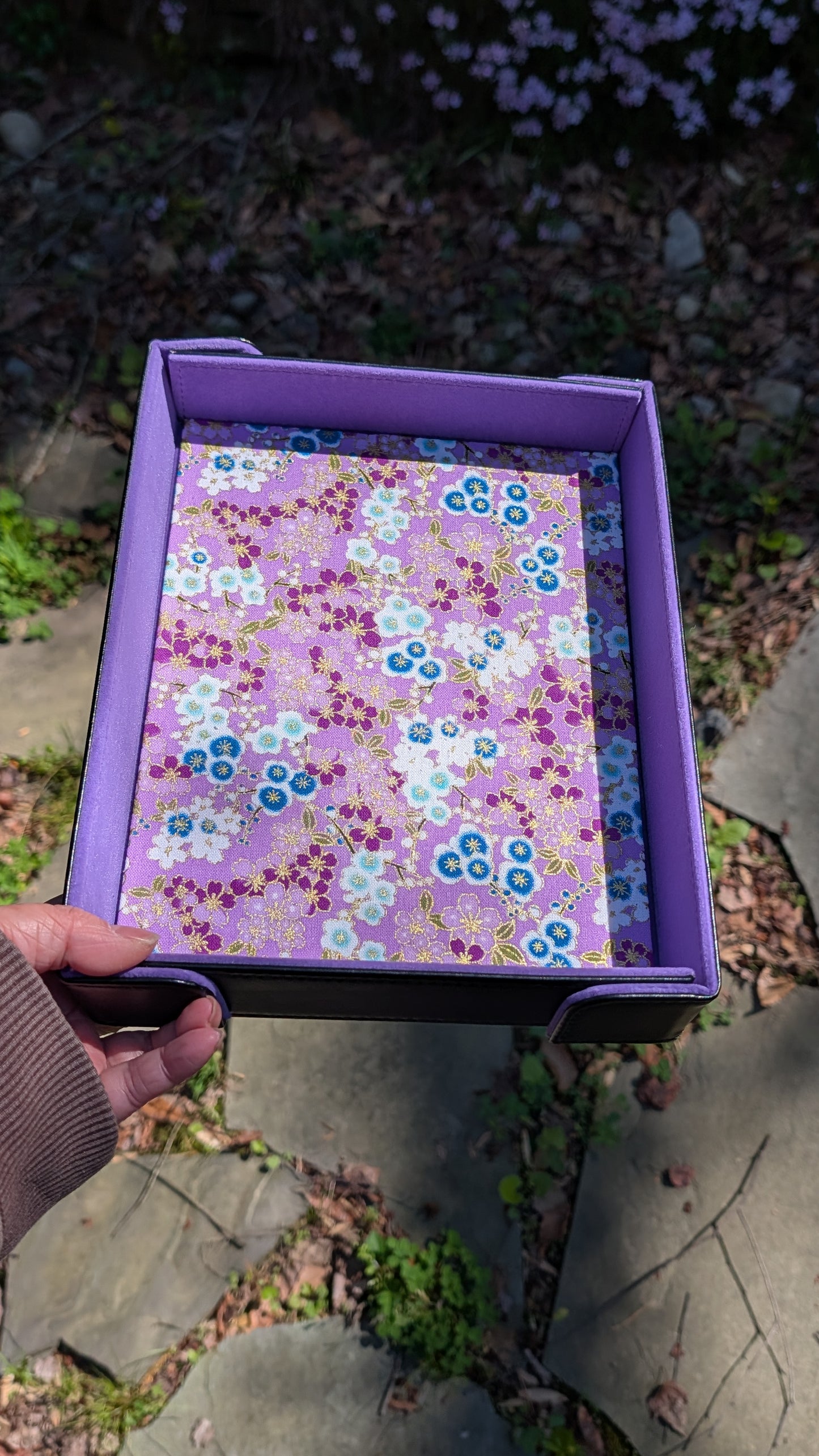 Large Purple Sakura Velvet Dice Tray