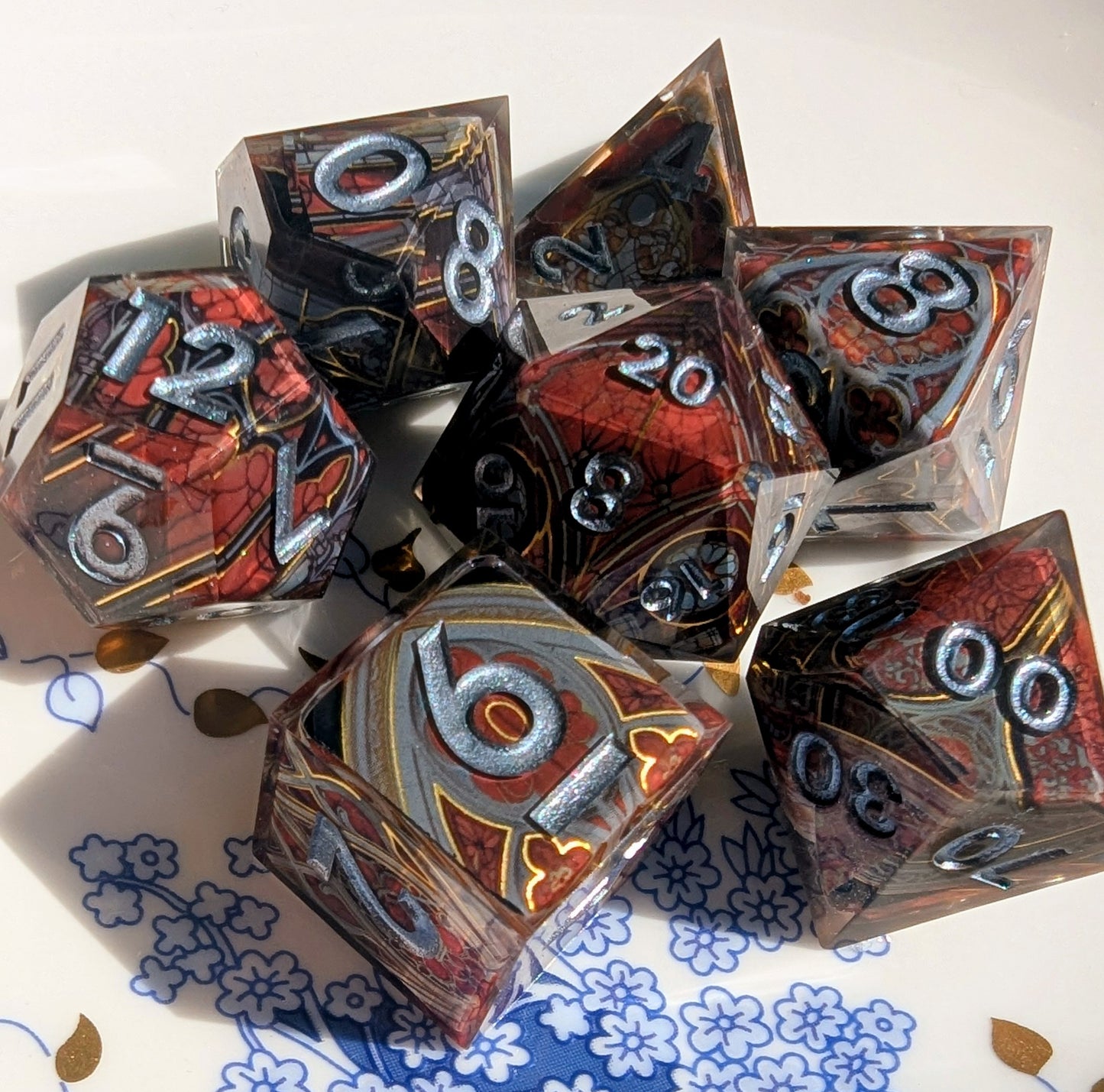 Stained Glass Gothic Cathedral in Dark Red Washi Tape Dice Set