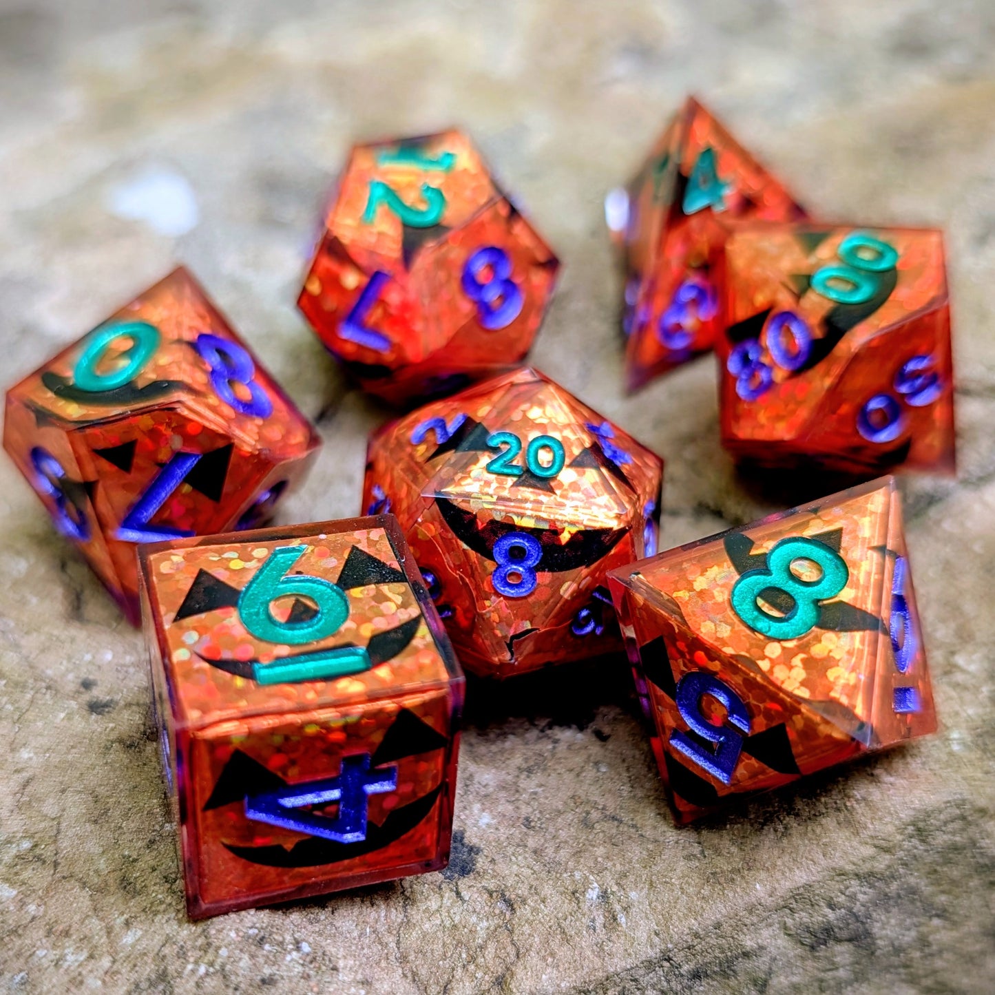 Jack-o'-lantern 7pc Dice Set