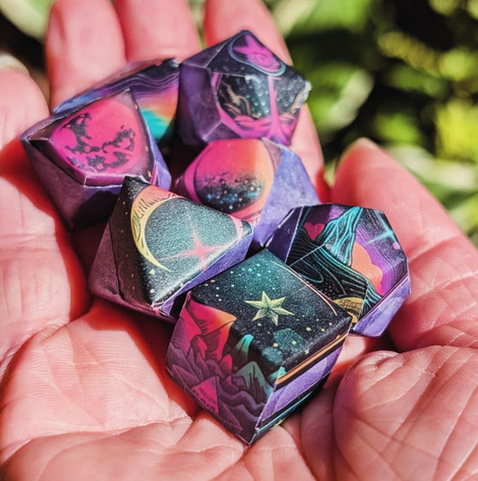 Cosmo Rainbow Moon Washi Tape Dice Set
