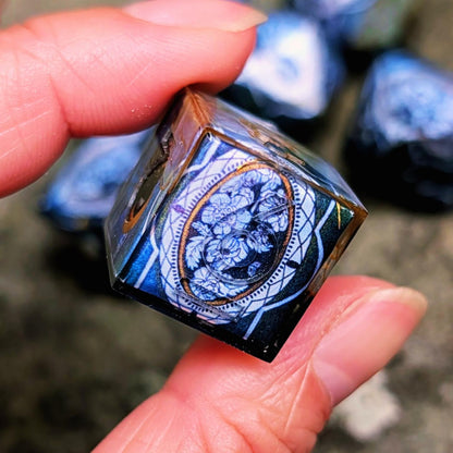 Gothic Flower Stained Glass Window 7pc Dice Set