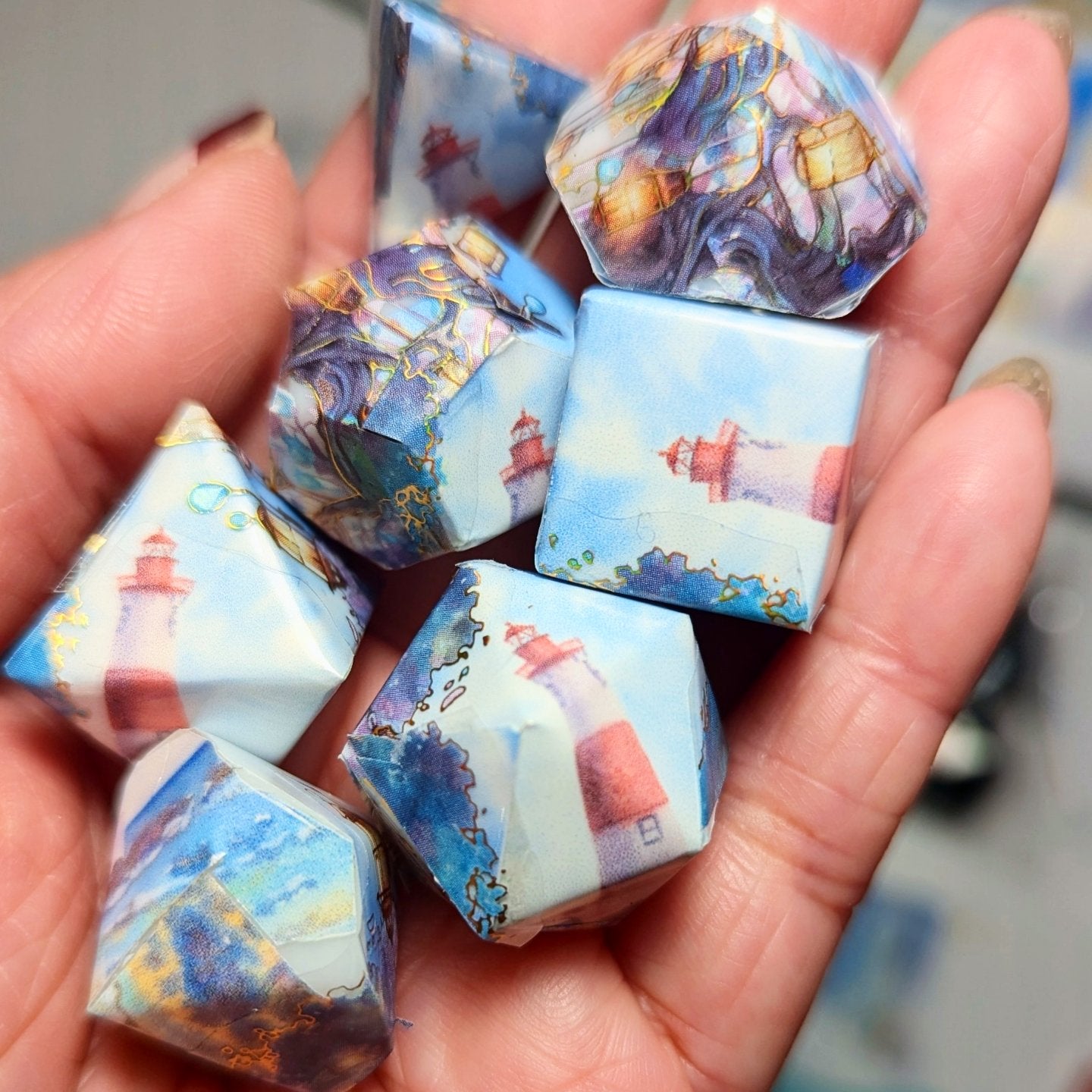 Lighthouse Shimmer Washi Tape Dice Set