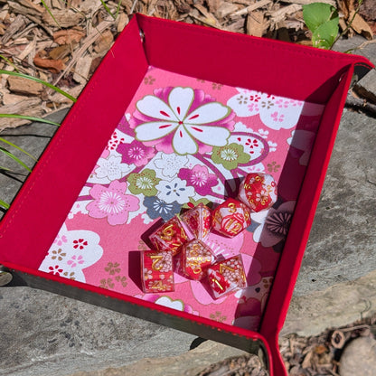 Pink Floral Kimono Red Velvet Dice Tray