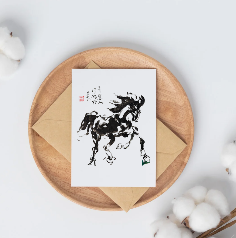 Galloping Horse Chinese Brush Ink Painting Museum-quality Giclee Art Print