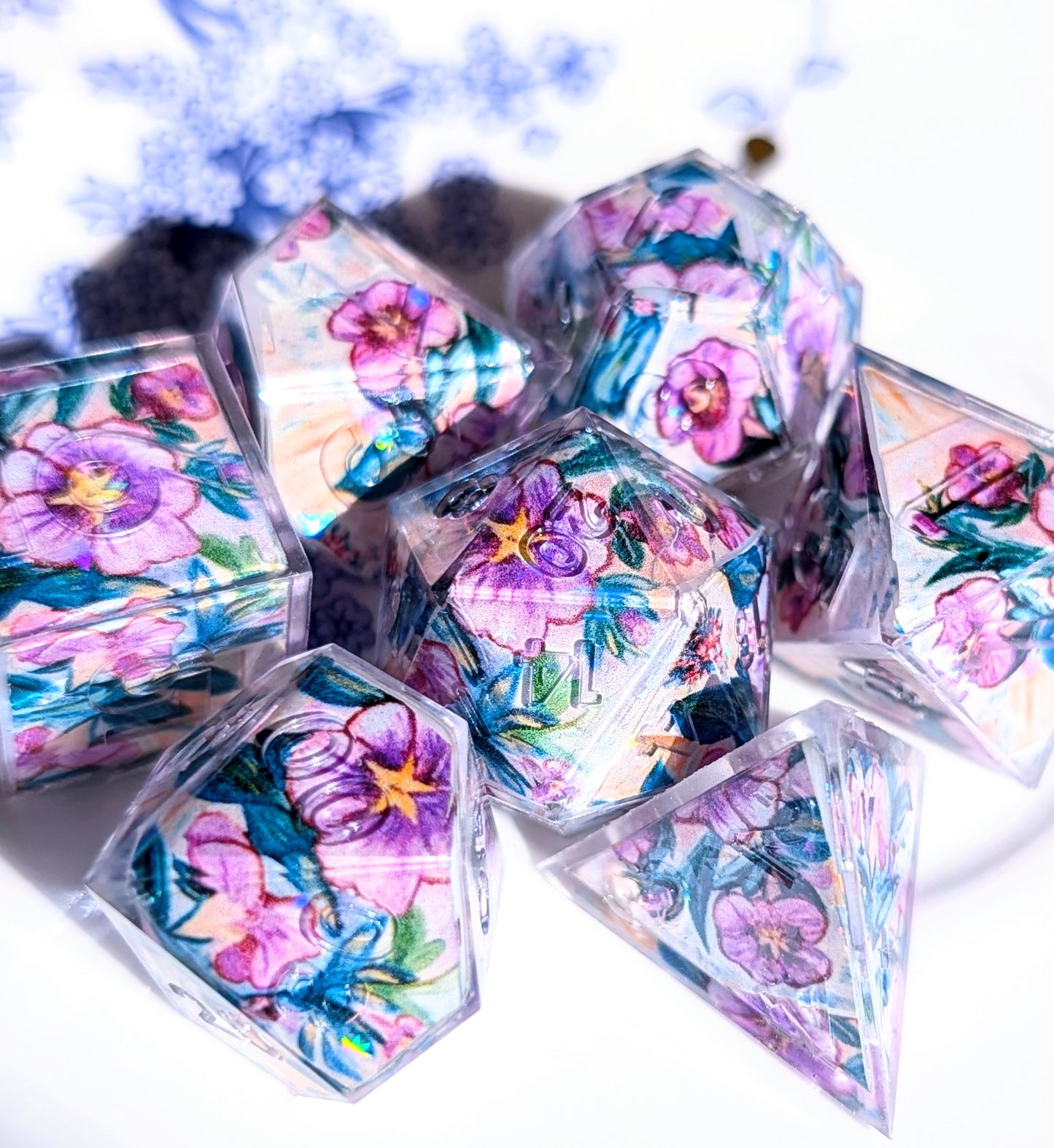 Sparkle Purple Flower Washi Tape Dice Set