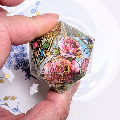 Minor Flawed 35mm Chonk Stained Glass Rose