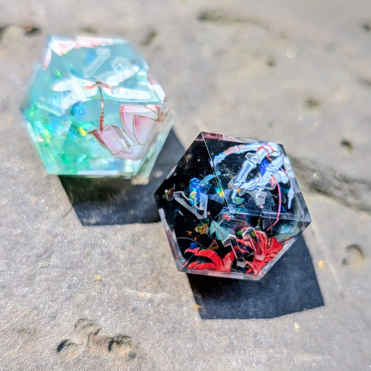 Forgotten Souls and Peaceful Lotus, A DaggerHeart Hope and Fear D12 Pair