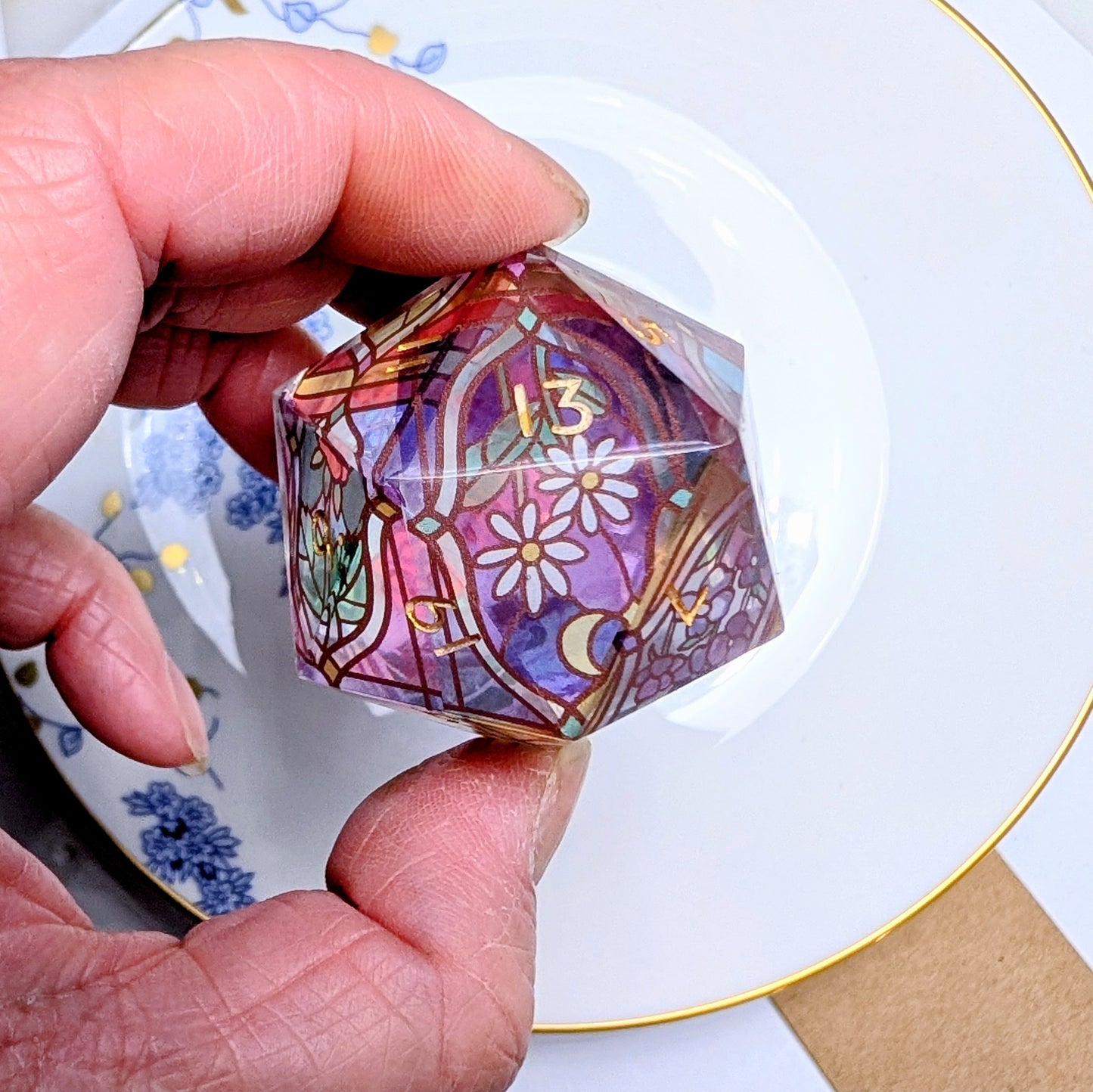 Minor Flawed 35mm Chonk Stained Glass Flowers (missing 1)