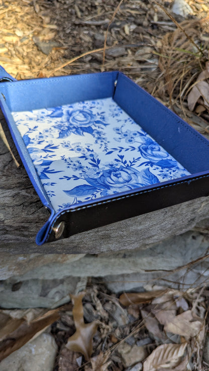 Porcelain Flower Fabric Velvet Dice Tray