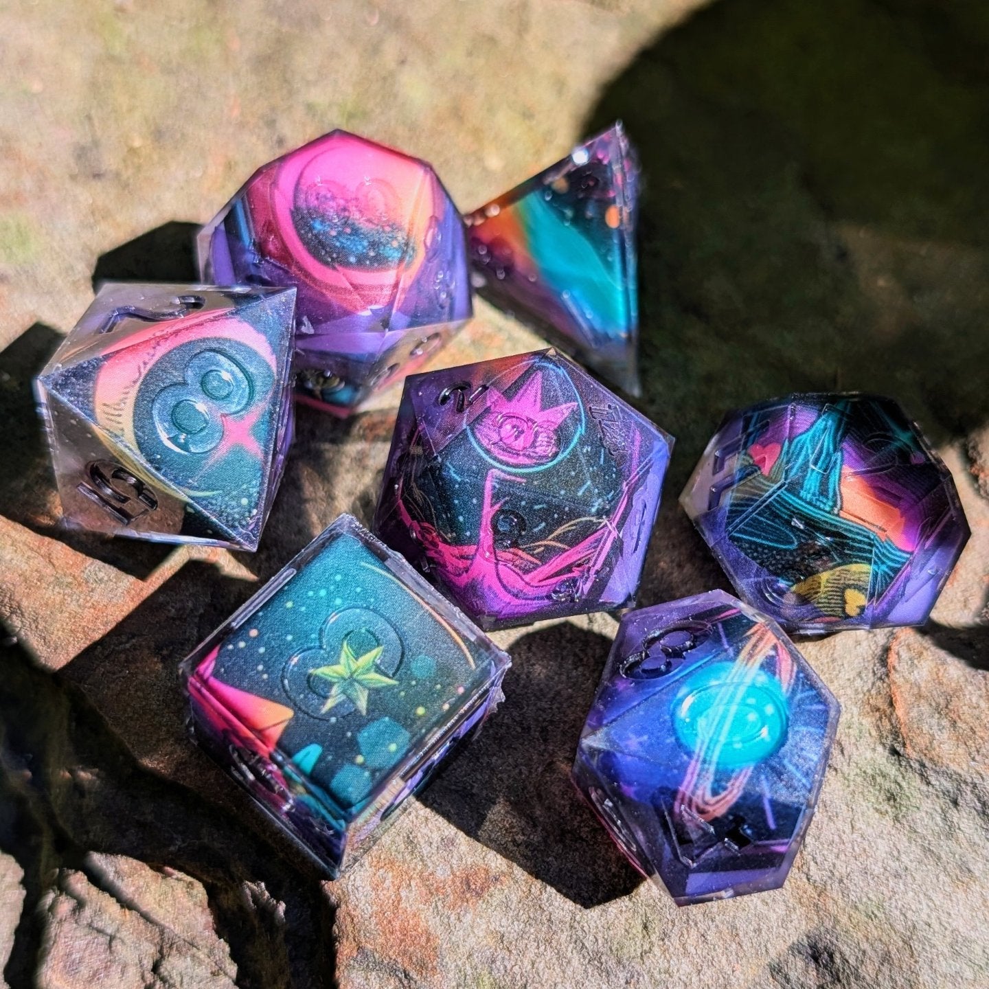 Cosmic Rainbow Moon Washi Tape Dice Set