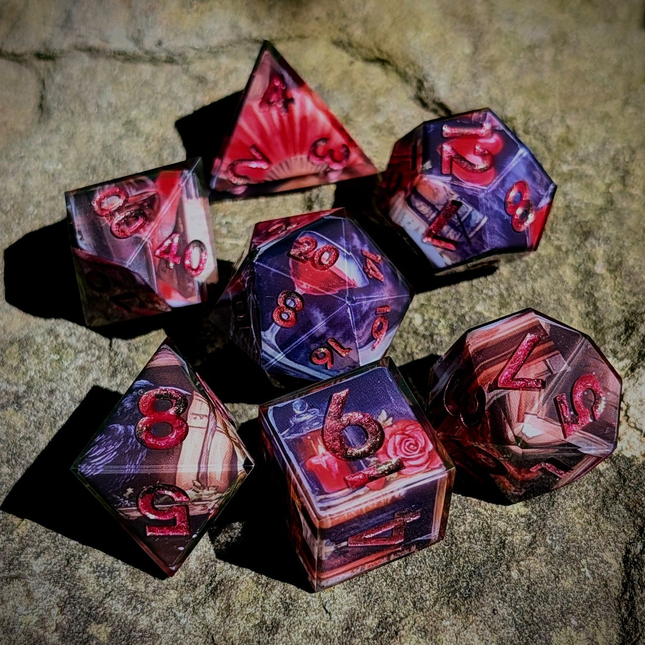 Vampire Library Semi-Clear Tape 7pc Dice Set