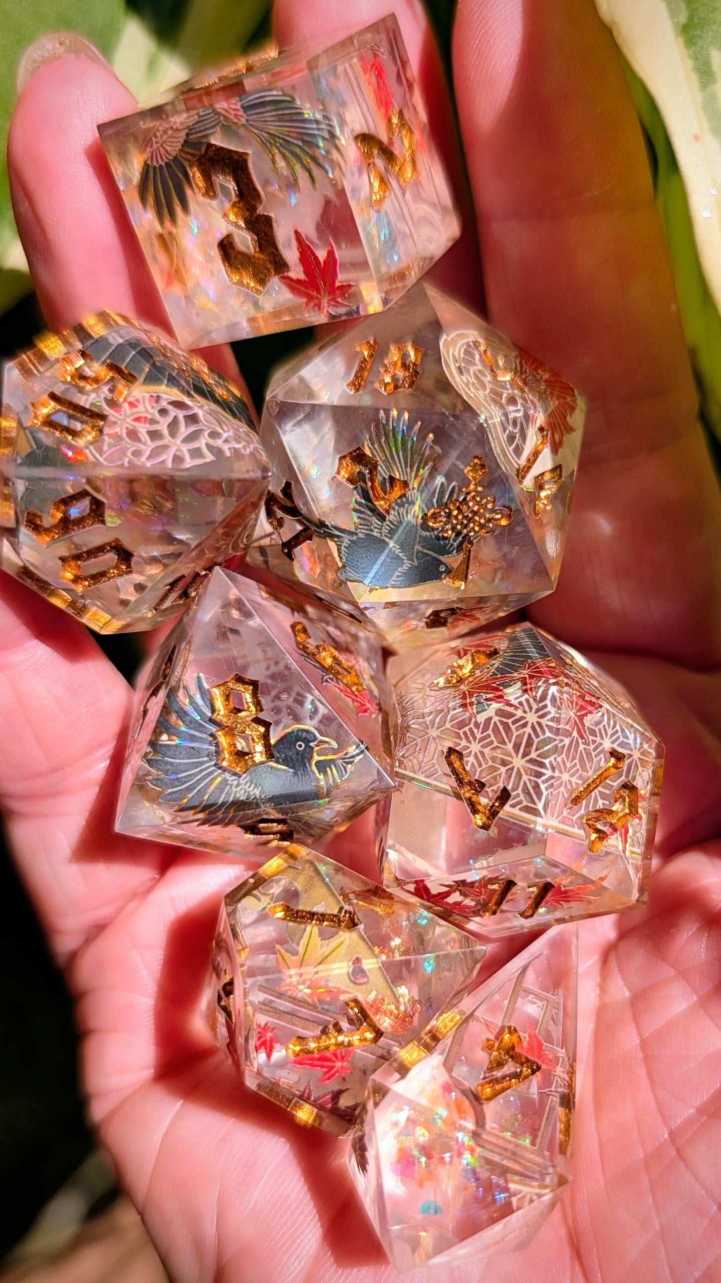 Autumn Through the Chinese Window Alt Shaped 7pc Dice Set