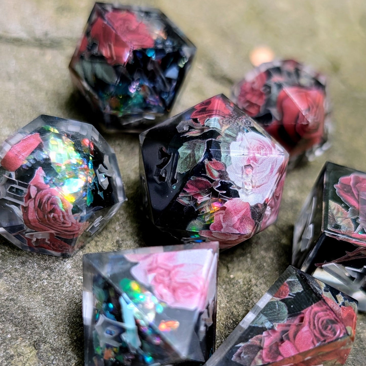 Rose for My Love Alt 7pc Dice Set