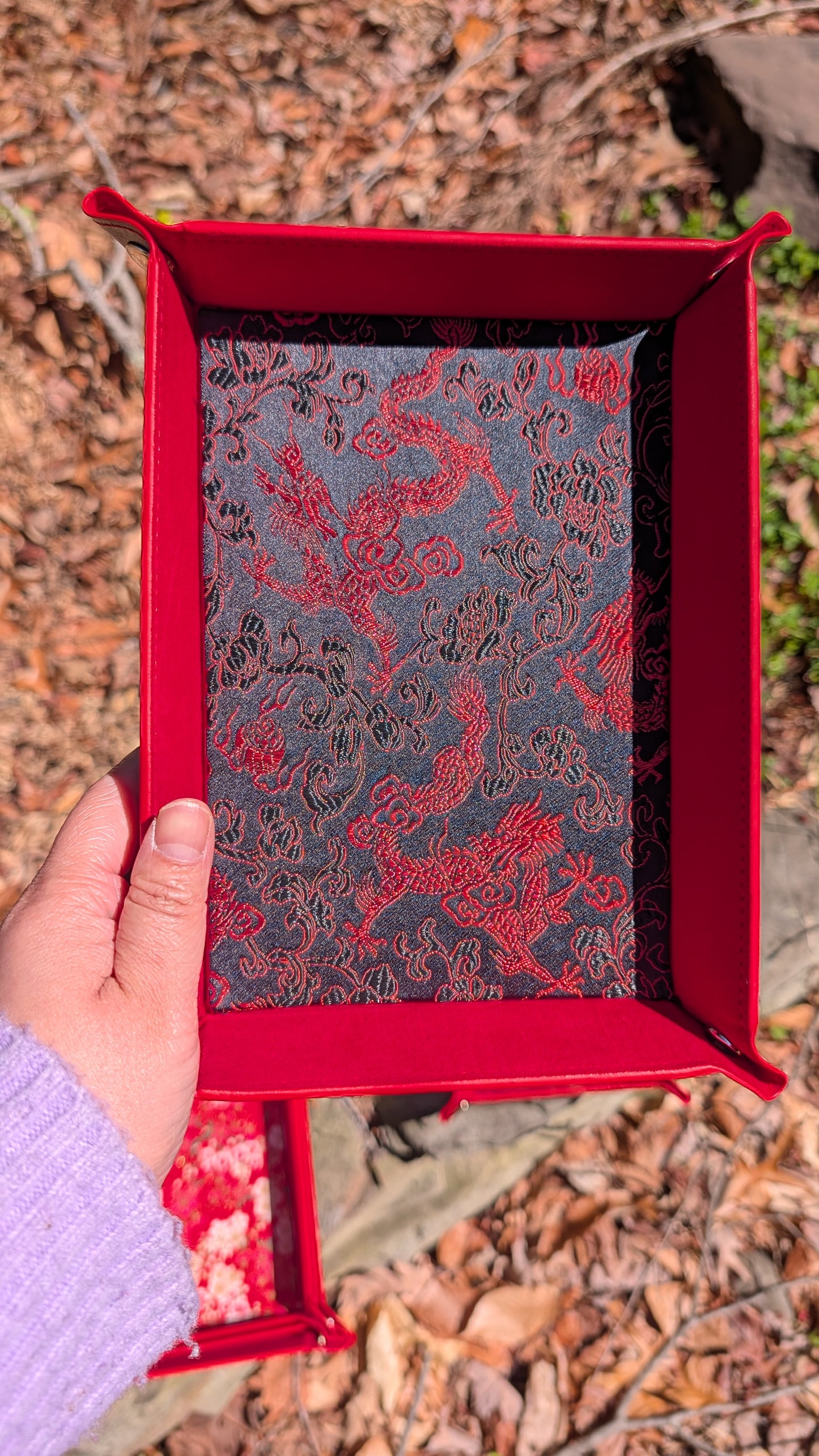 Velvet Black and Red Dragon Dice Tray