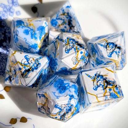Kintsugi Qing Hua Unicorn Washi Tape Dice Set