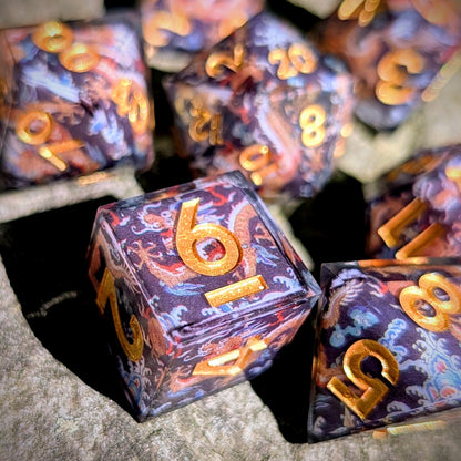 Black Dragon Washi Tape 7pc Dice Set