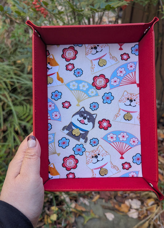 Red Lucky Dog Velvet Dice Tray