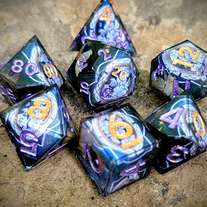 Gothic Flower Stained Glass Window 7pc Dice Set