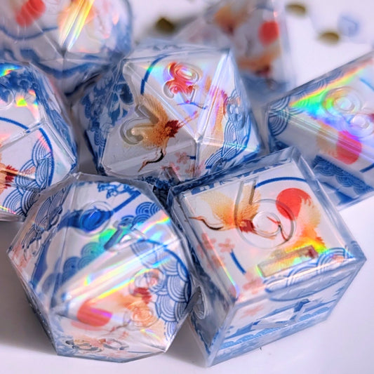 Crane Over Waves Washi Tape Dice Set