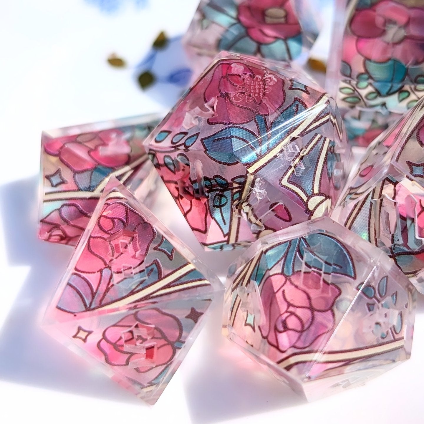 Alt Shape Oversized Stained Glass Flower Clear Inner Washi Tape Dice 7pc Set