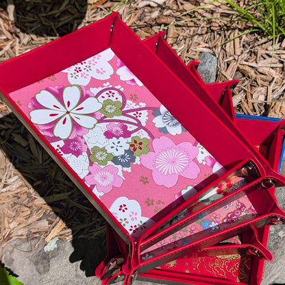 Pink Floral Kimono Red Velvet Dice Tray