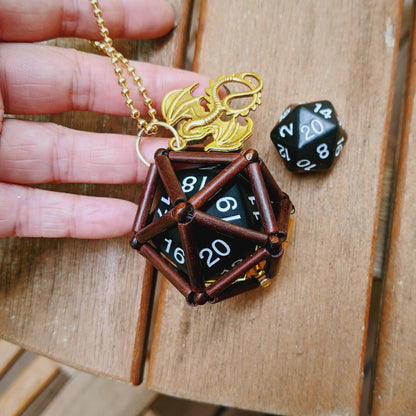 Jumbo Removable D20 Ornament Bamboo Wood