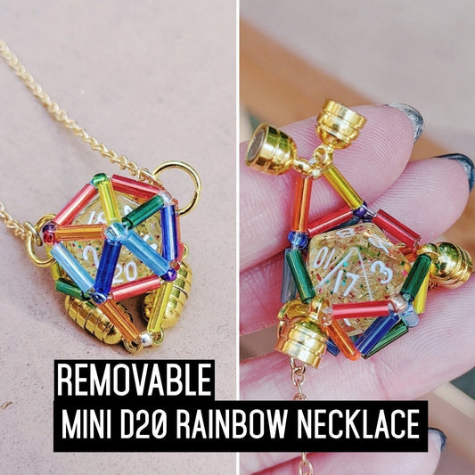 Mini rainbow D20 Necklace