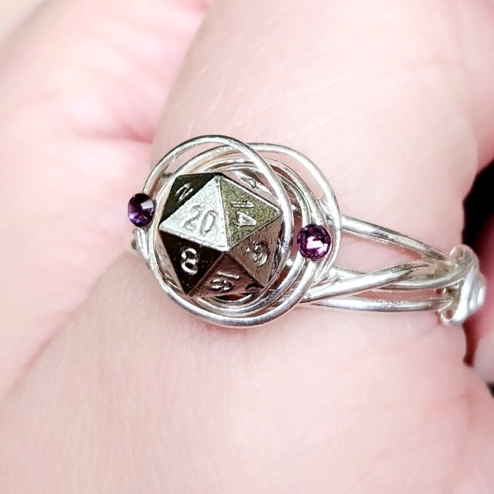 D20 Sterling Silver Wrapwire Ring