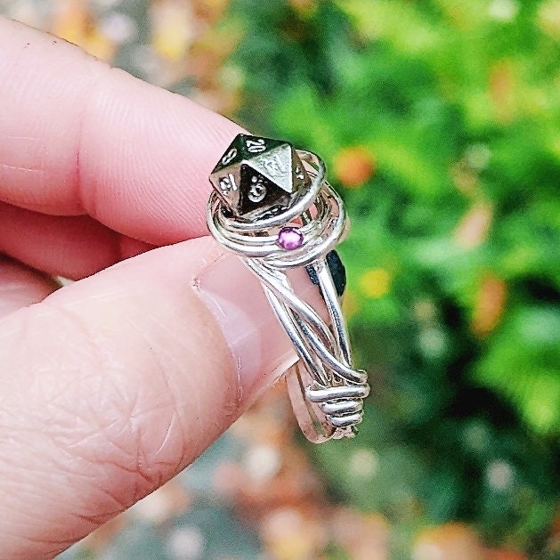 D20 Sterling Silver Wrapwire Ring