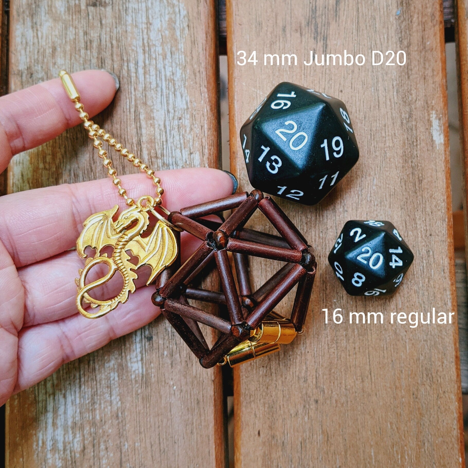 Jumbo Removable D20 Ornament Bamboo Wood